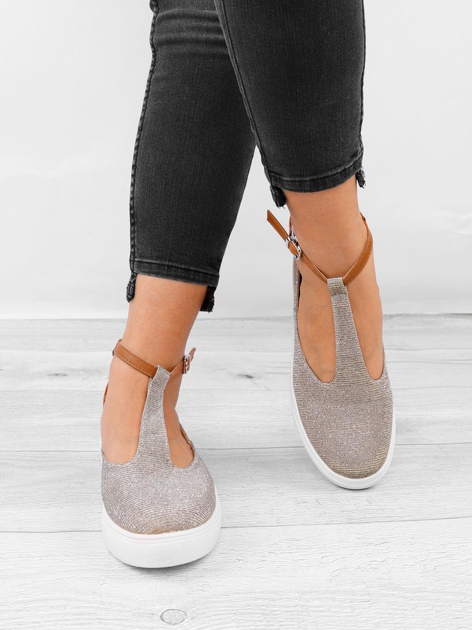 Plus Size Sandals Round Toe Shoes with Adjustable Buckle Women Shoes